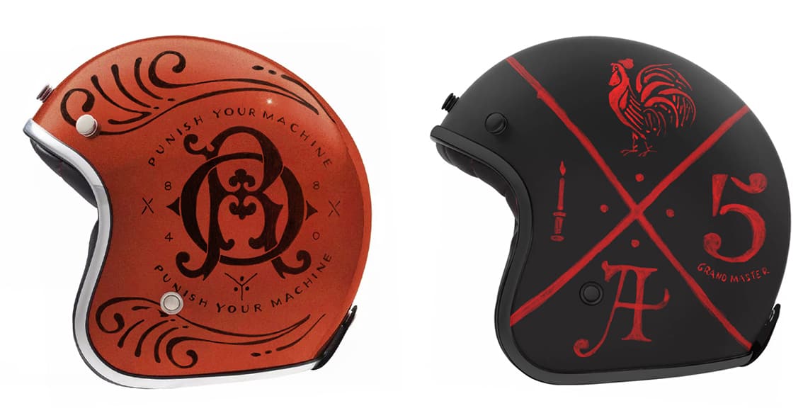 Artisan graphic craftsmanship: transforming safety gear into unique art pieces.