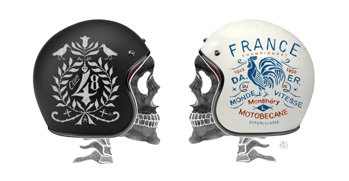 Premium helmet brand positioning for custom headwear art and luxury motorcycling.