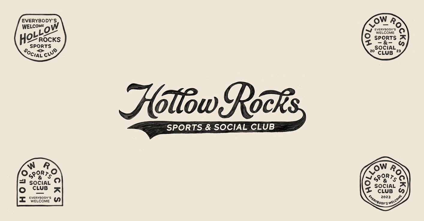 Bespoke hand-drawn typography and sports emblems for a London-based athletic club.