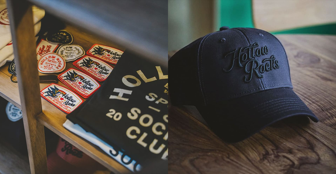 Premium apparel design and custom textile graphics for Hollow Rocks community gear.