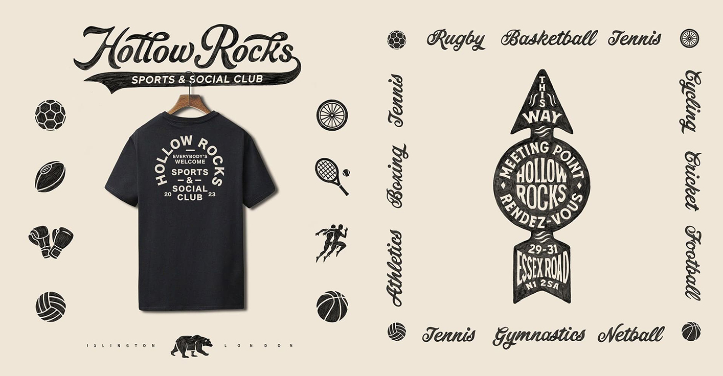 Expert brand positioning and interior decorative elements for a modern social club.