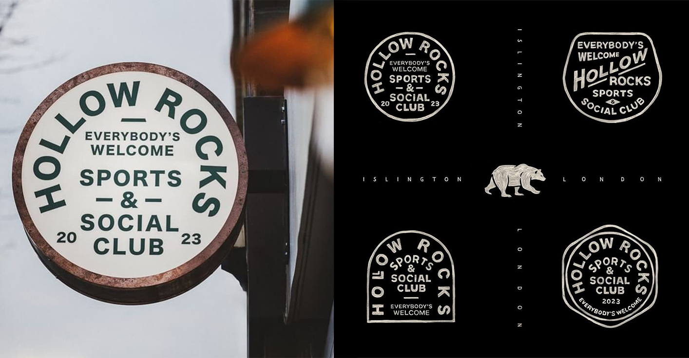 Heritage-inspired sport logos and artisanal branding for various athletic activities.