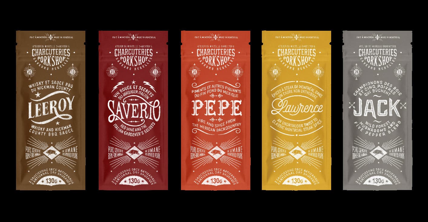 Bespoke vintage packaging design for premium gourmet meat products.