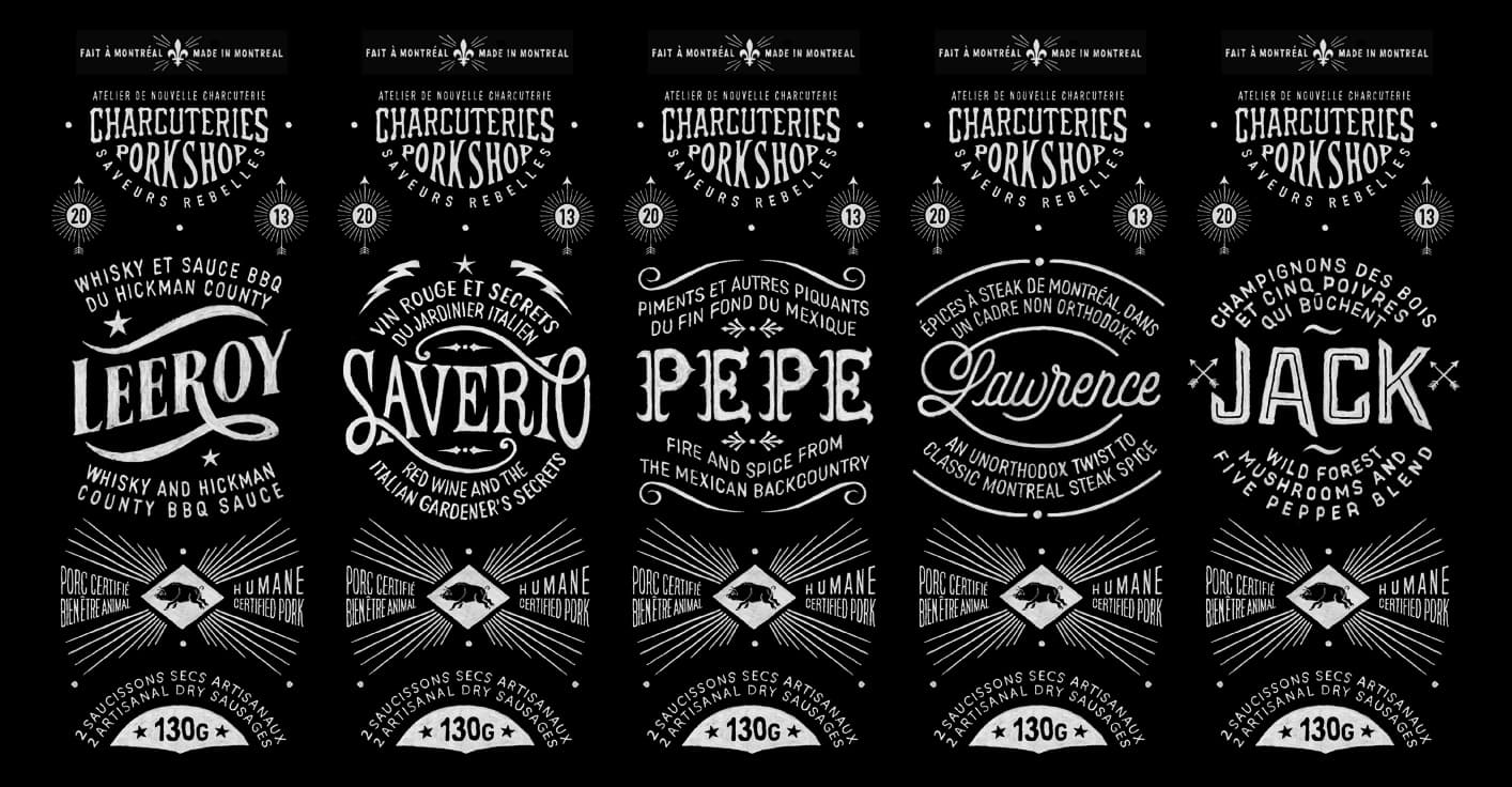 High-end graphic engineering for Pork Shop's visual identity and brand system.