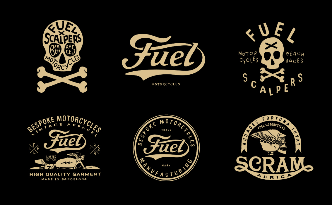 Iconic vintage visual identity and motorcycle adventure branding for Fuel Motorcycles