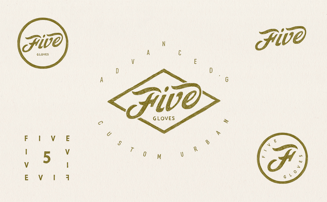 Technical apparel graphics and custom artisanal brand marks for Five Gloves France