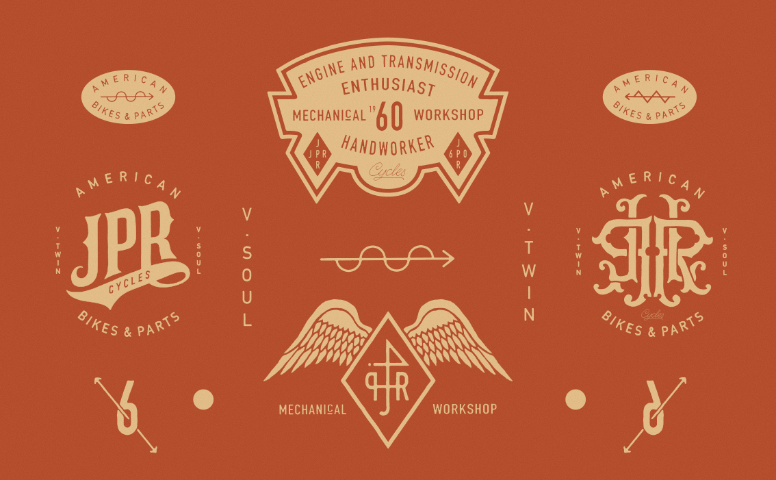 Custom artisanal visual identity and bespoke logo design for JPR Motorcycles