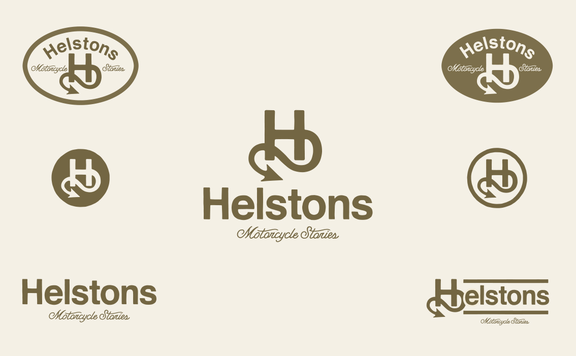 Premium moto lifestyle branding and bespoke hand-drawn logo for Helstons France