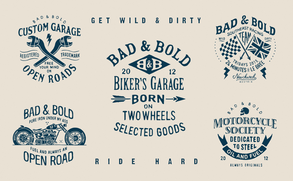 Bespoke decorative typography and artisanal apparel graphics for Bad & Bold Germany