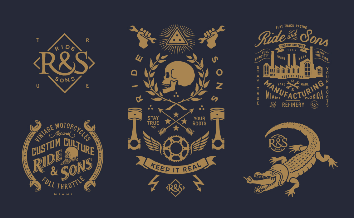 Artisanal vintage americana illustration and moto apparel graphic design