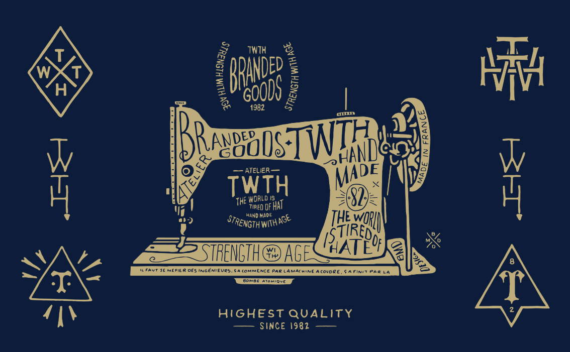 Premium heritage brand identity and bespoke hand-crafted typography for TWTH USA