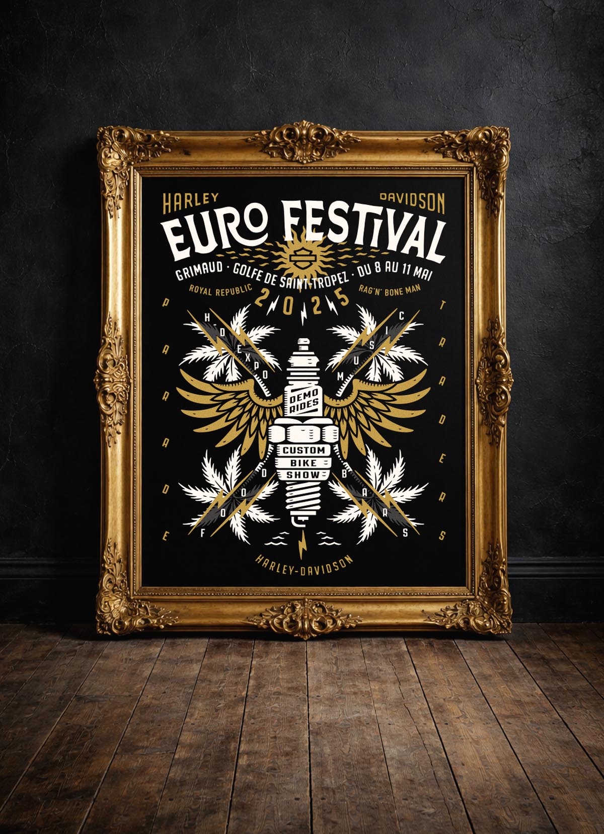 Custom lettering and heritage-style branding for the Euro Festival 2025.