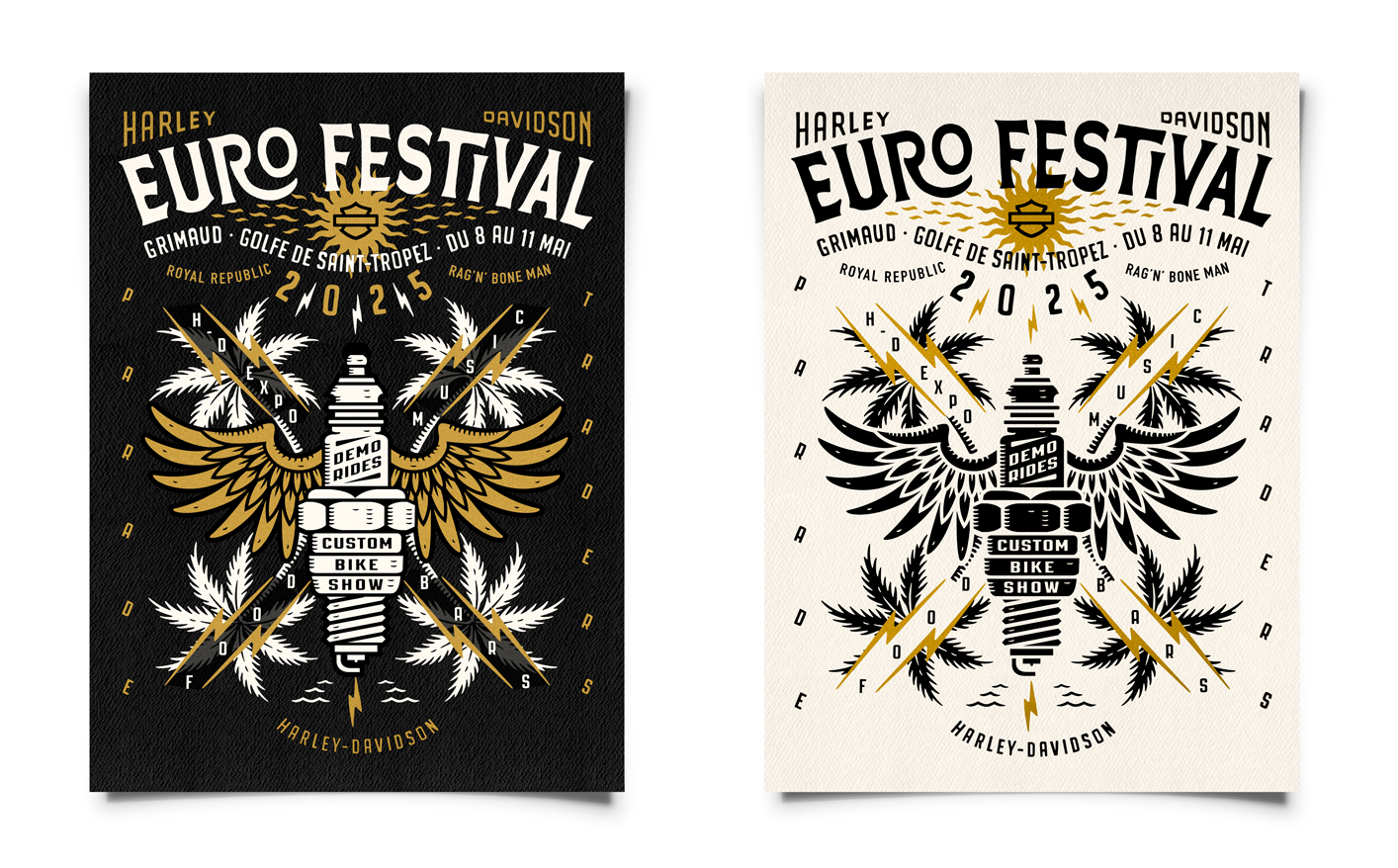 Bespoke event imagery and typographic craftsmanship for Harley-Davidson Europe.