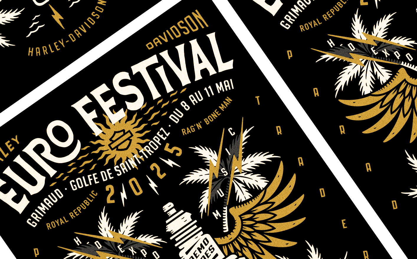 High-end graphic storytelling for the iconic Harley-Davidson gathering in Grimaud.