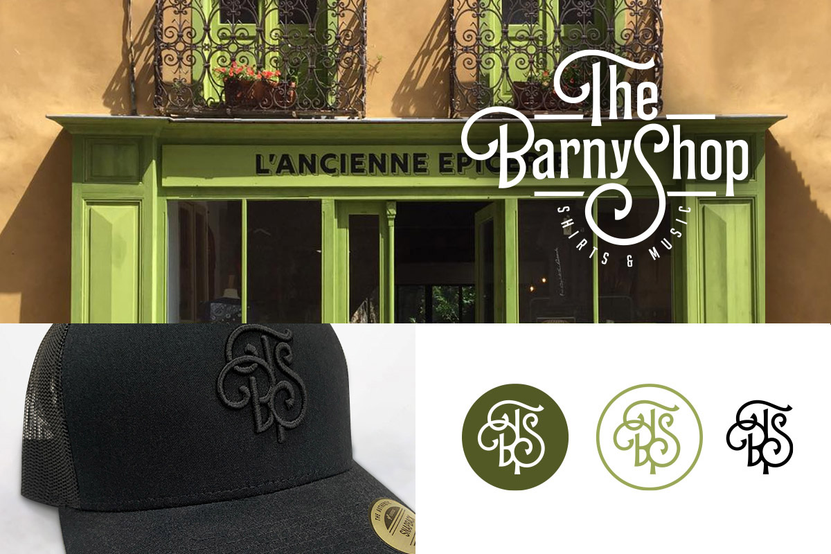BarnyShop — script logotype and monogram for a music & textile design boutique in Lupiac by BMD Design