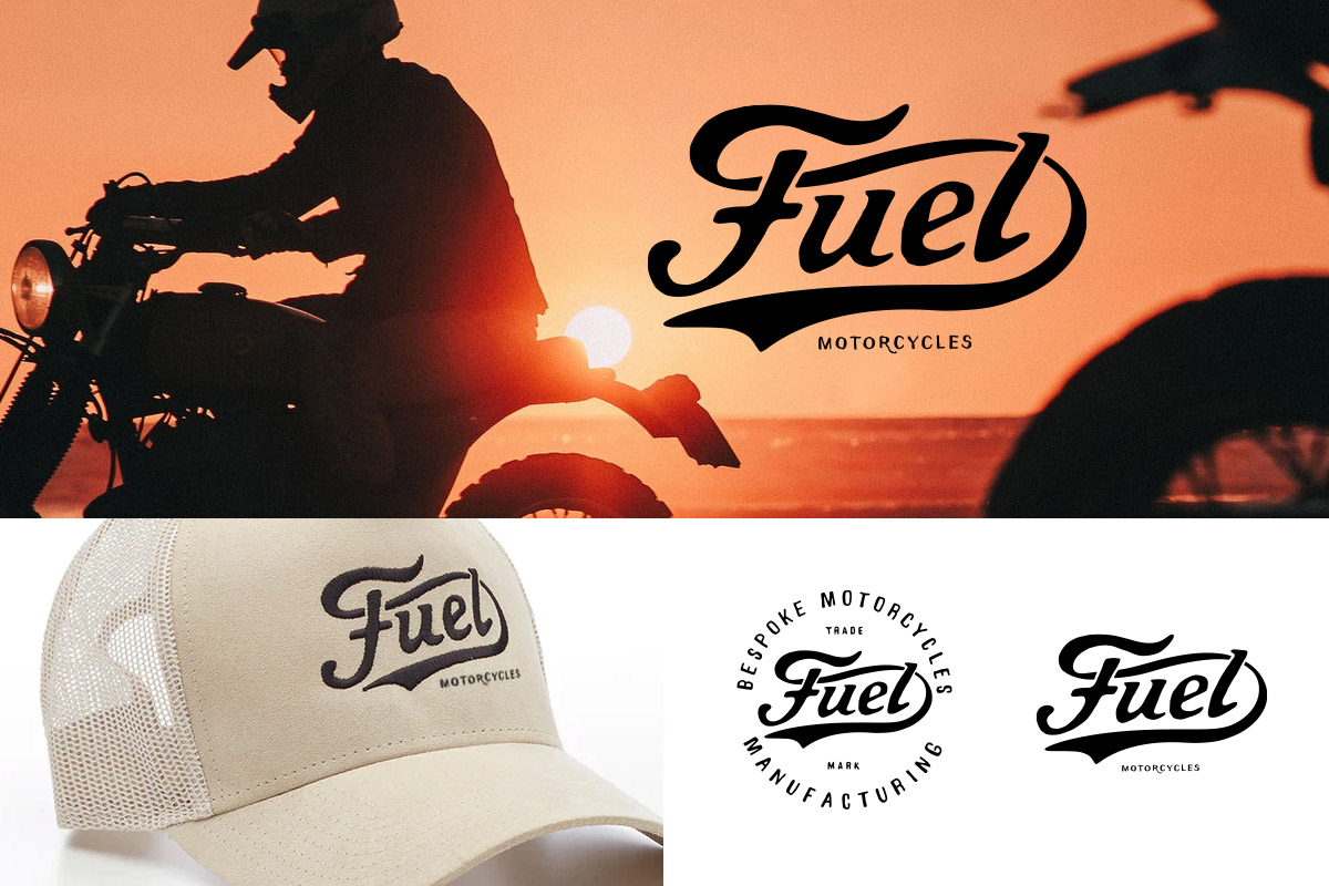 Fuel Motorcycles — custom hand-drawn brand identity for Barcelona custom motorcycle label by BMD Design
