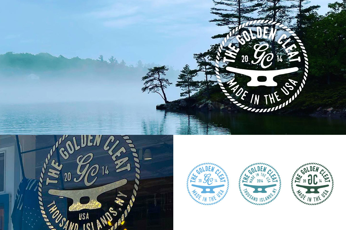 The Golden Cleat — nautical fine jewelry logo and crest by BMD Design, Thousand Islands