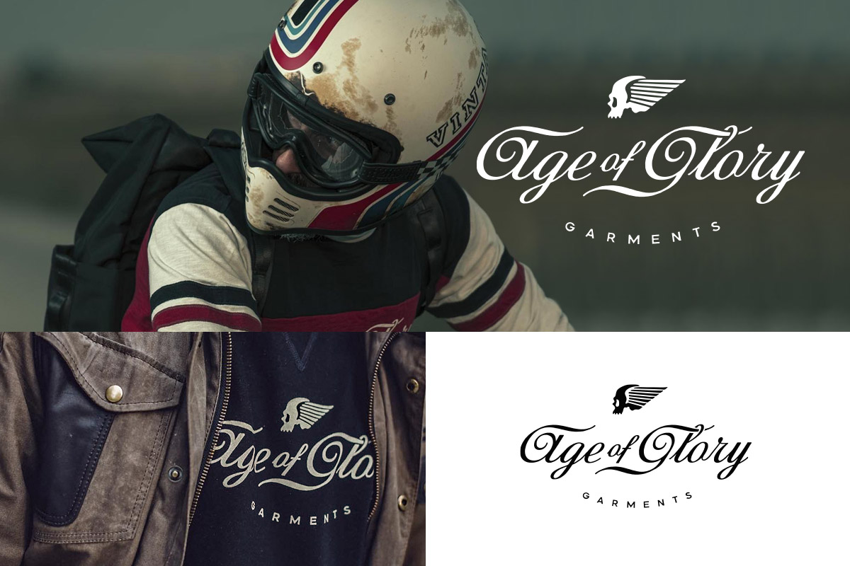 Age of Glory — vintage motorcycle logotype inspired by 1970s Californian tracks, by BMD Design