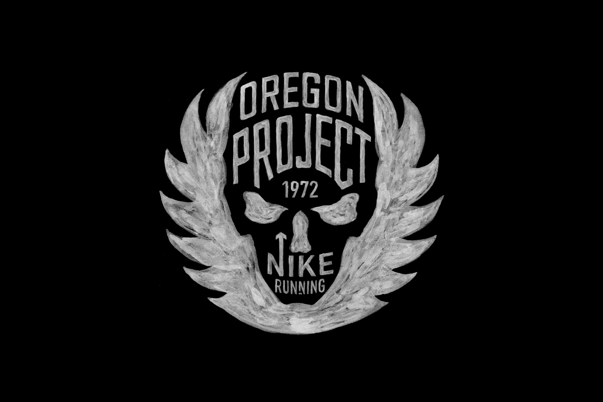 Nike Oregon Project running print design by BMD Design — bold hand-drawn typography for elite performance running apparel