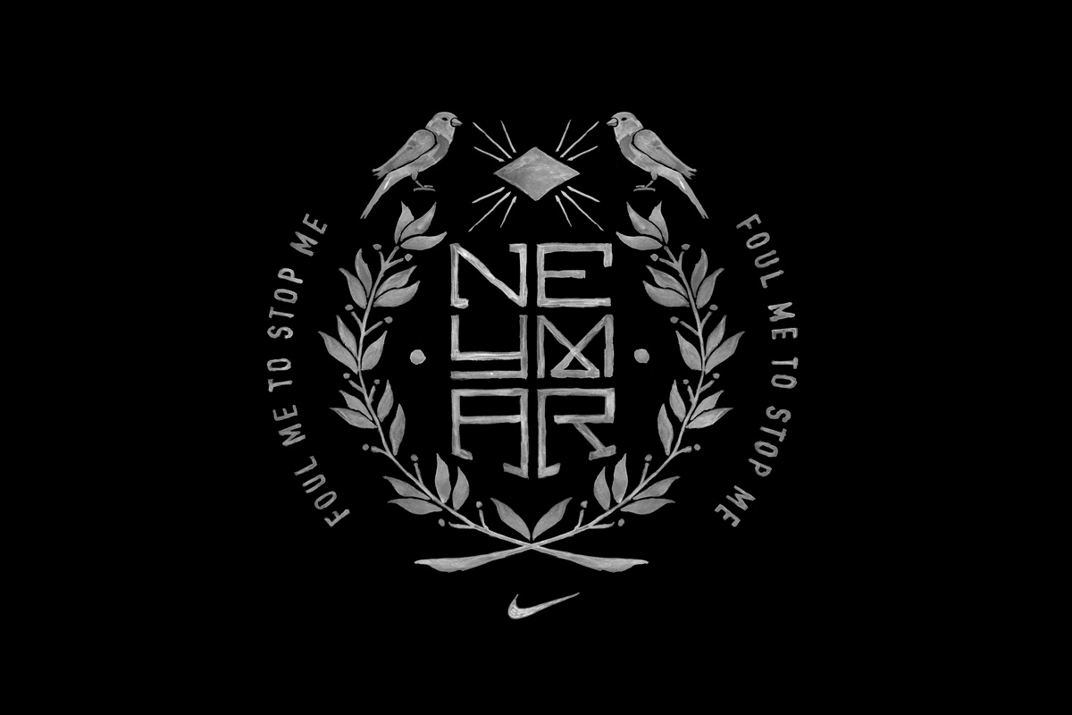 Nike Neymar graphic tee by BMD Design — hand-crafted football illustration celebrating technical agility for Nike sportswear collections