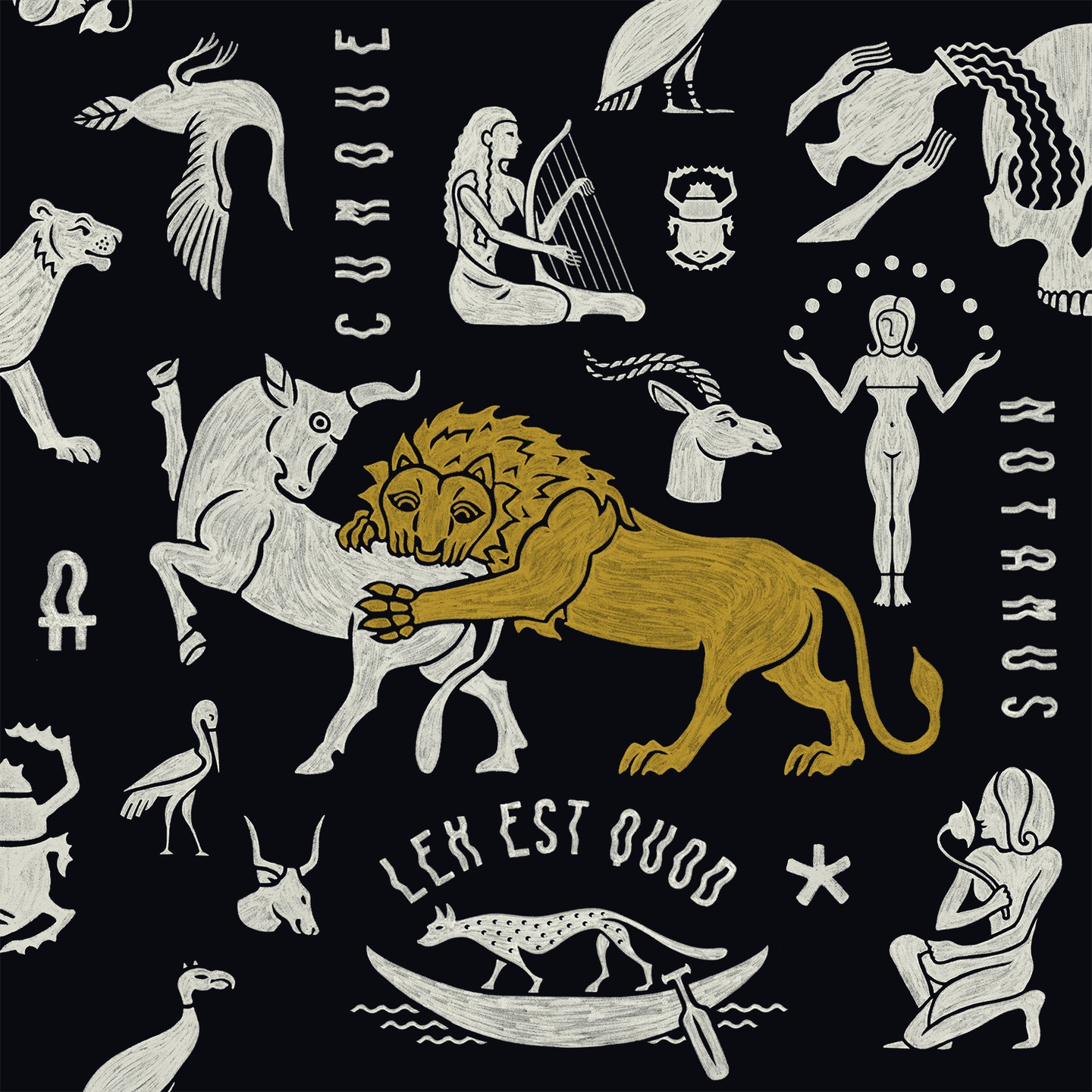 Hand-drawn illustration for a brand identity, line and composition