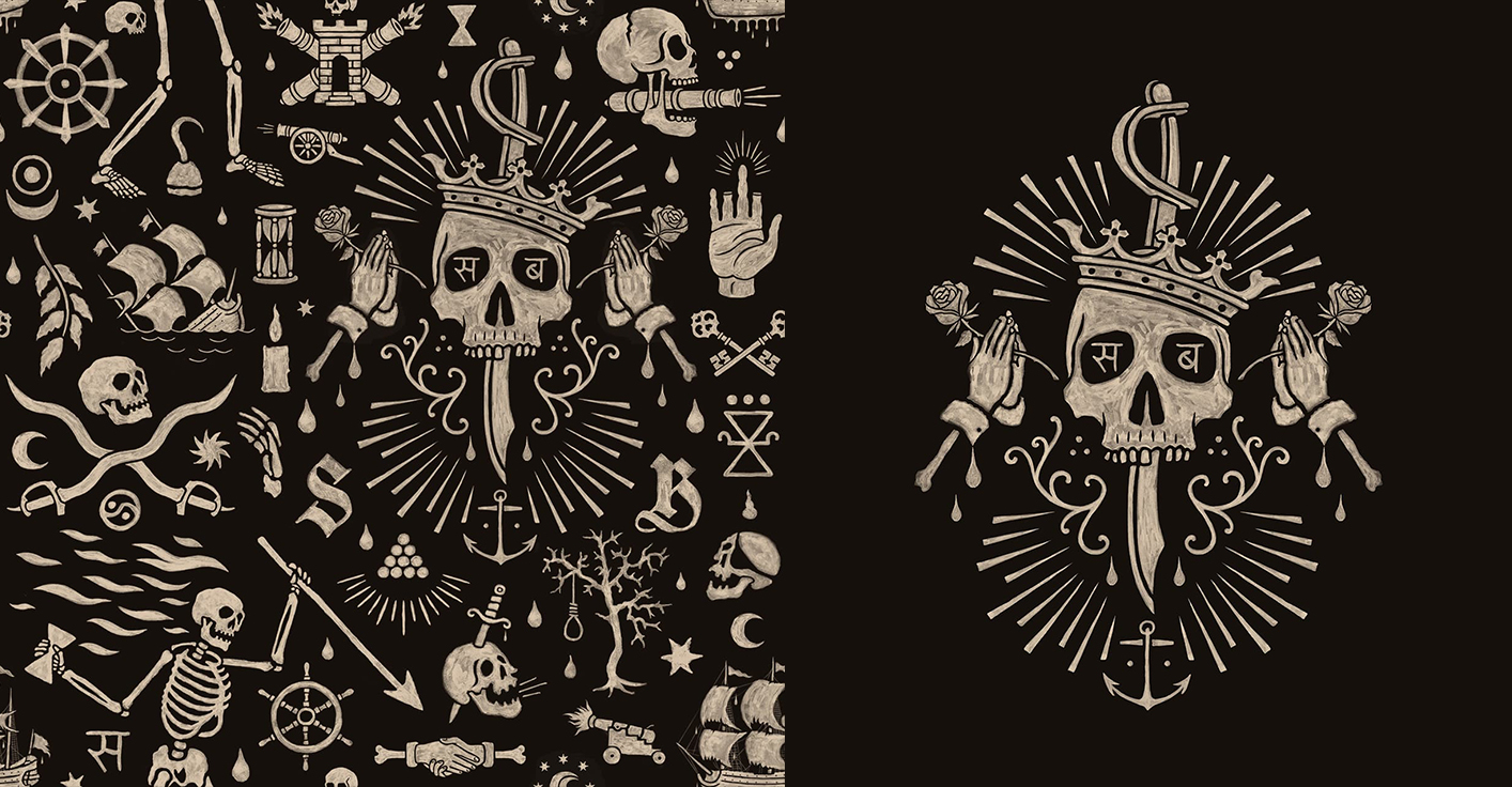 Artisan brush-ink emblems and pirate symbols by BMD Design for Ubisoft.