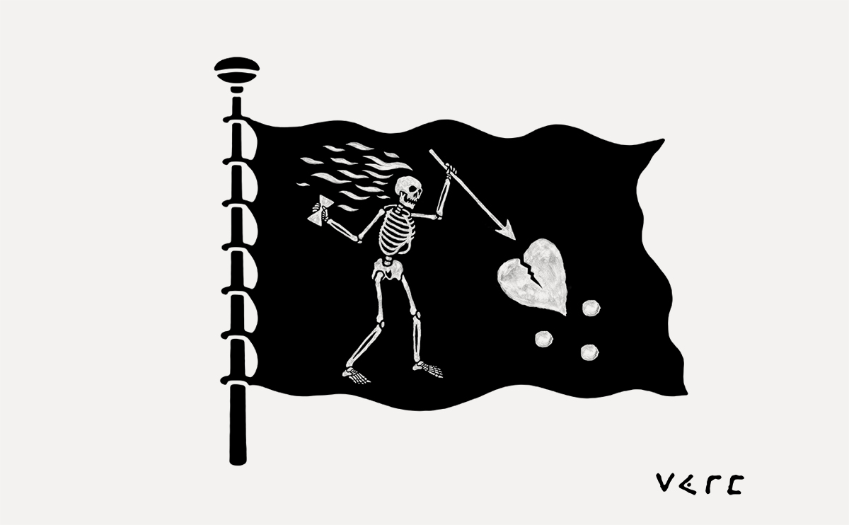 Famous pirate flag with skeleton — hand-painted illustration by BMD Design Bordeaux
