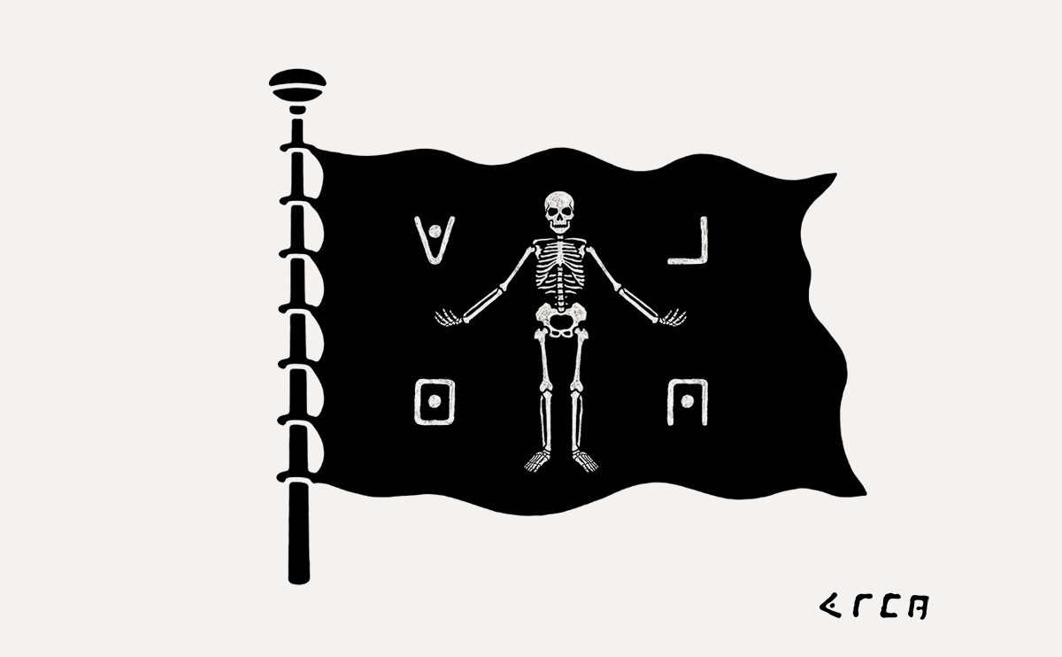 History of pirate flags — ink artwork and research by BMD Design Bordeaux
