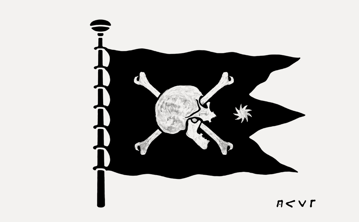 Interpretation of the pirate flag — hand-painted graphic by BMD Design